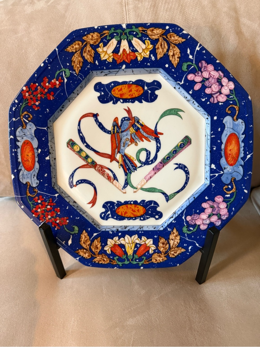 Hermes Plate "Marqueterie" de Pierres d'Orient et d'Occident Porcelain France
